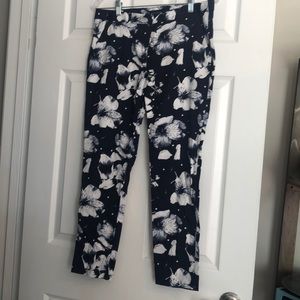 Navy blue and white floral pants